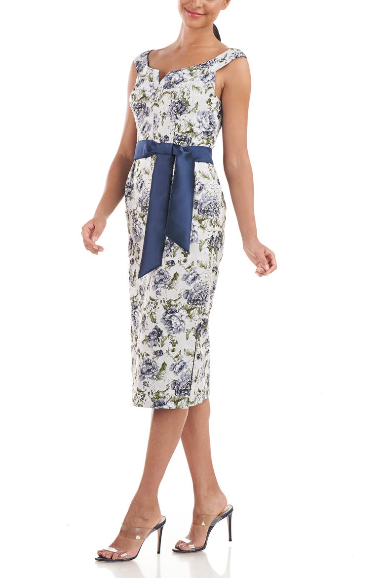 Millie Floral Sheath Dress, Alternate, color, MIDNIGHT BLUE