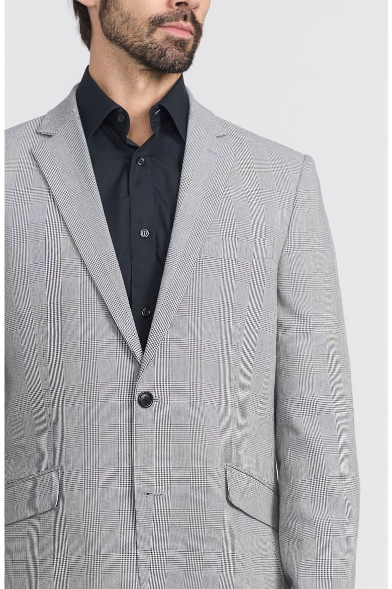 Gray Glenplaid Print Trim-Fit Suit, Alternate, color, BLACK