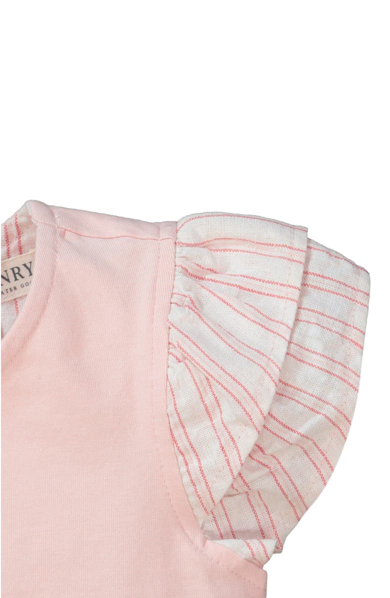 Hope & Henry Baby Girls' Knit Top with Woven Flutter Sleeves, Infant, Alternate, color,
