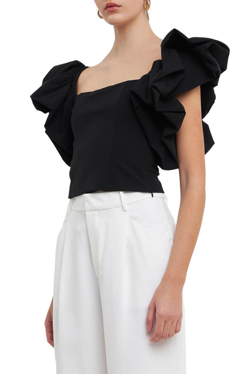 Endless Rose Voluminous Top, Alternate, color, Black