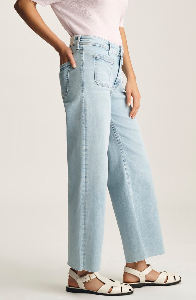 Mavi Jeans Paloma Marine Patch Pocket High Waist Raw Hem Wide Leg Jeans, Alternate, color, Bleached Flex Blue