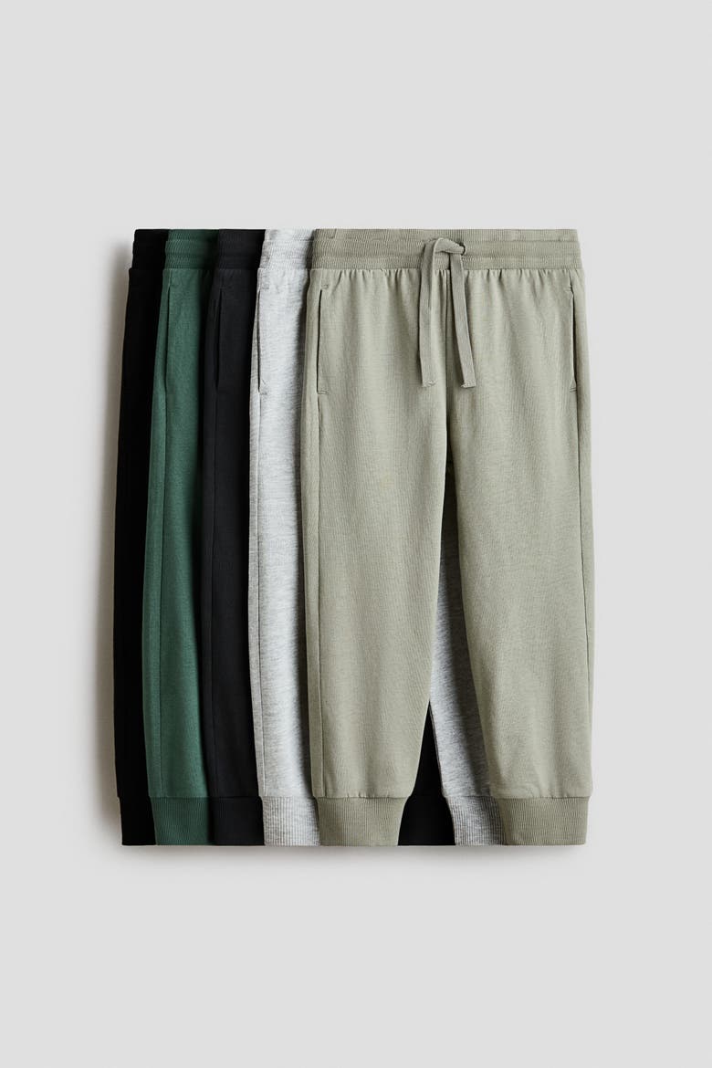 5-pack Cotton Jersey Joggers, Main, color, Green/gray/black