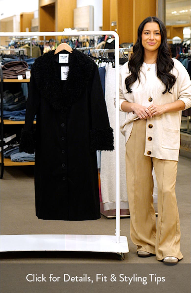 After Party Faux Suede Long Coat with Faux Shearling Trim, sales video thumbnail
