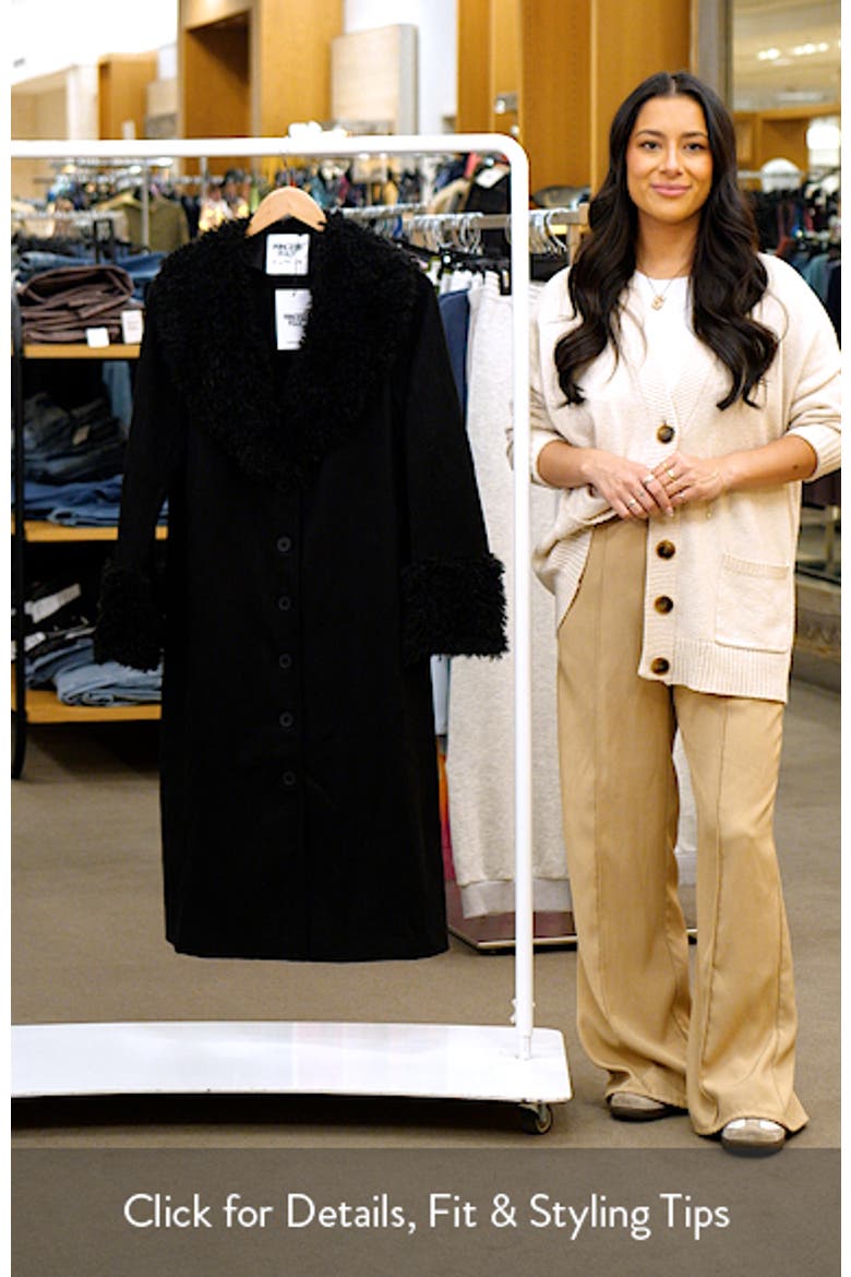 After Party Faux Suede Long Coat with Faux Shearling Trim video
