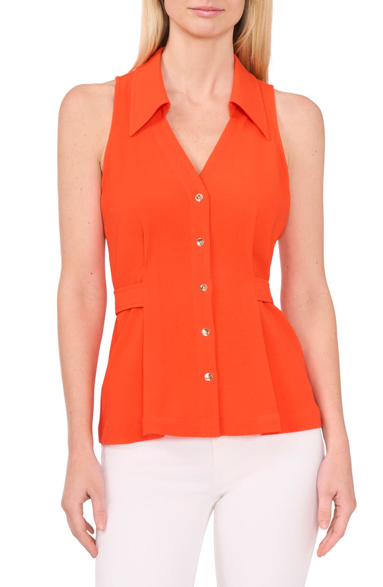 CeCe Button-Up Tank Top, Main, color, Tigerlily