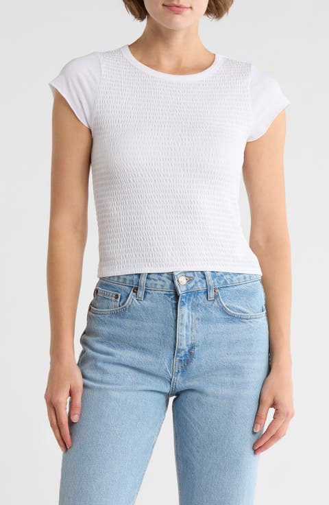 Smocked Short Sleeve T-Shirt