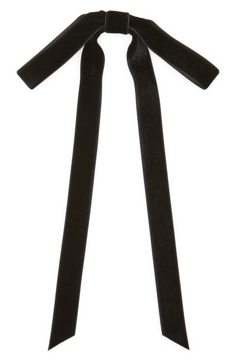 Jennifer Behr Aida Velvet Bow Barrette, Main, color, Black