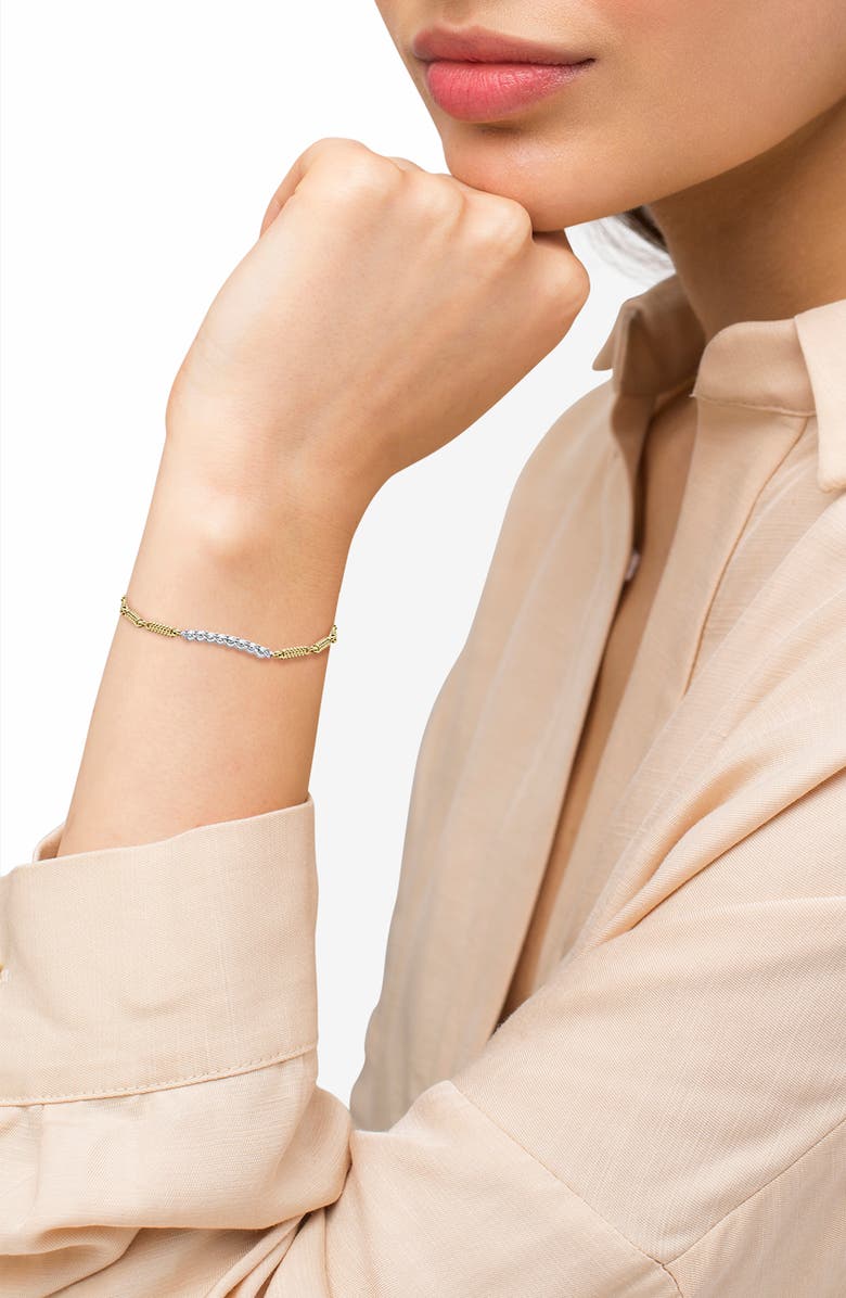 LAGOS Superfine Signature Caviar Diamond Link Bracelet, Alternate, color, Gold Diamond