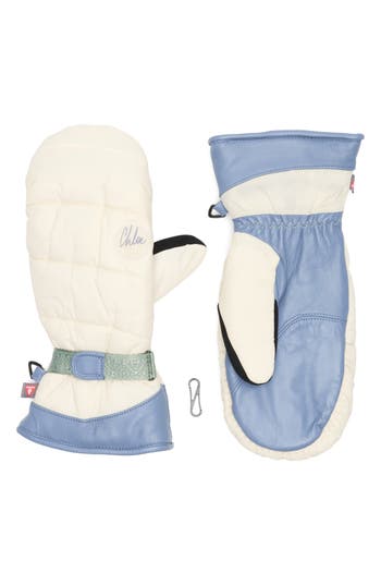 Roxy Chloe Kim Water Repellent Ski Mittens In Blue