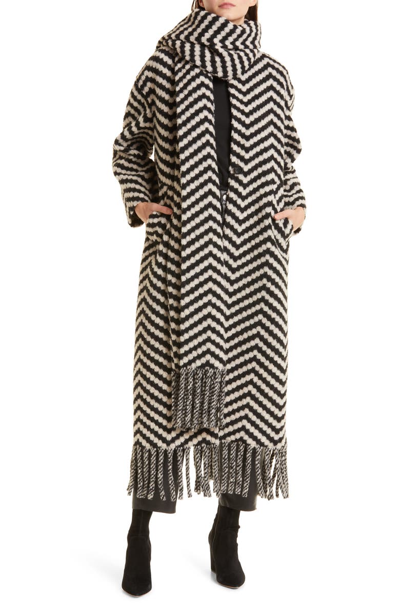 Ted Baker London Jilliya Oversize Twill Knit Scarf Coat, Alternate, color,