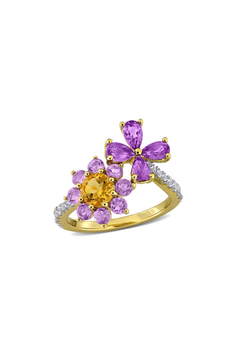 Semiprecious Stone Floral Cluster Ring, Main, color, PURPLE MULTI