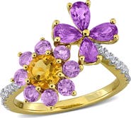 DELMAR Semiprecious Stone Floral Cluster Ring