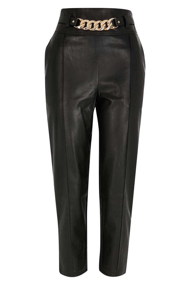Chain Belt Cigarette Pants, Alternate, color, BLACK