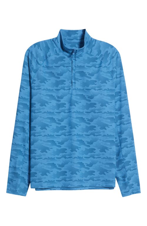 Johnnie-o Talbert Waffle Camo Print Quarter Zip Pullover In Barrels Blue