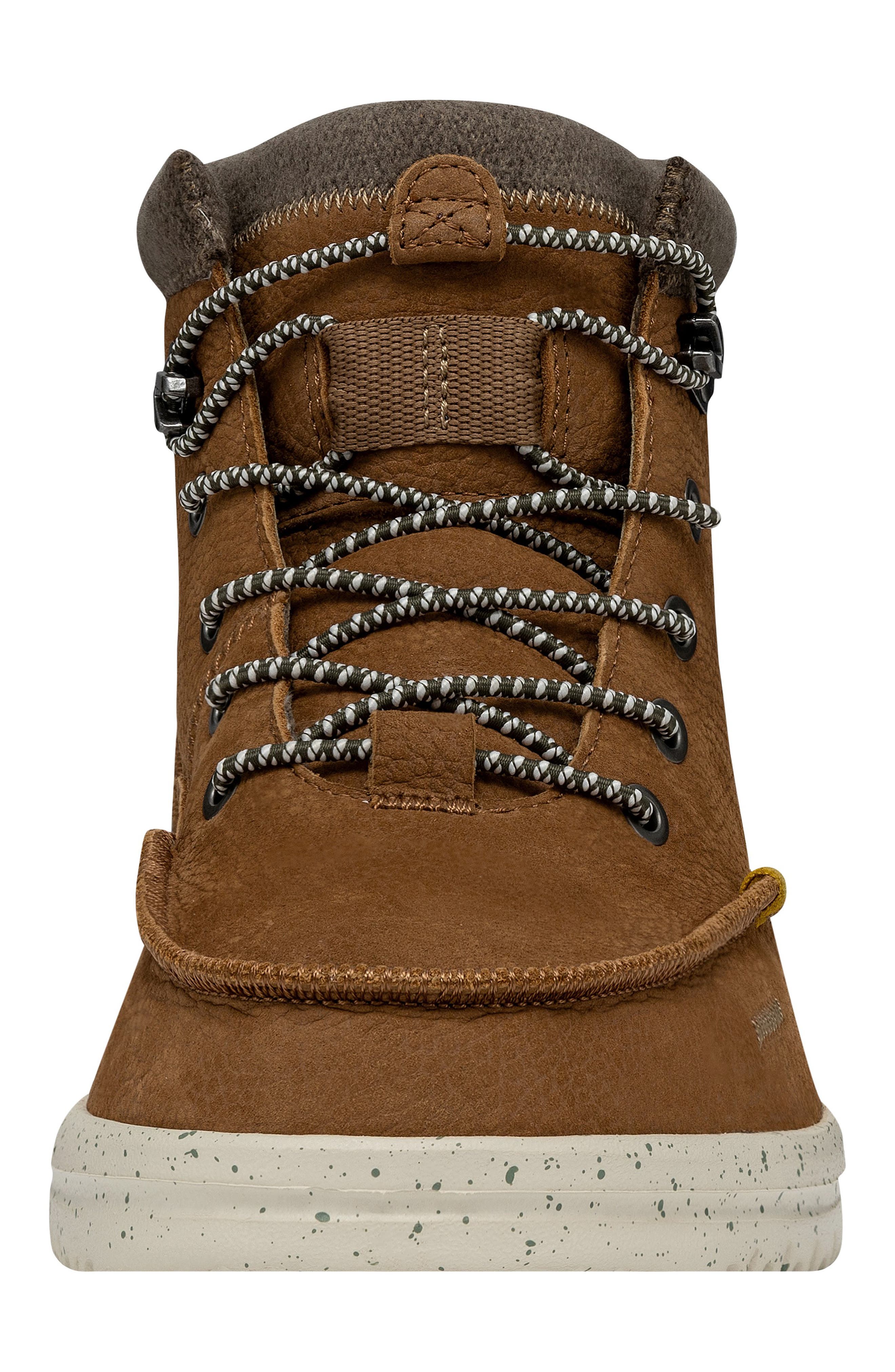 Hey Dude Bradley Water Repellent Leather Boot, Alternate, color, Cognac