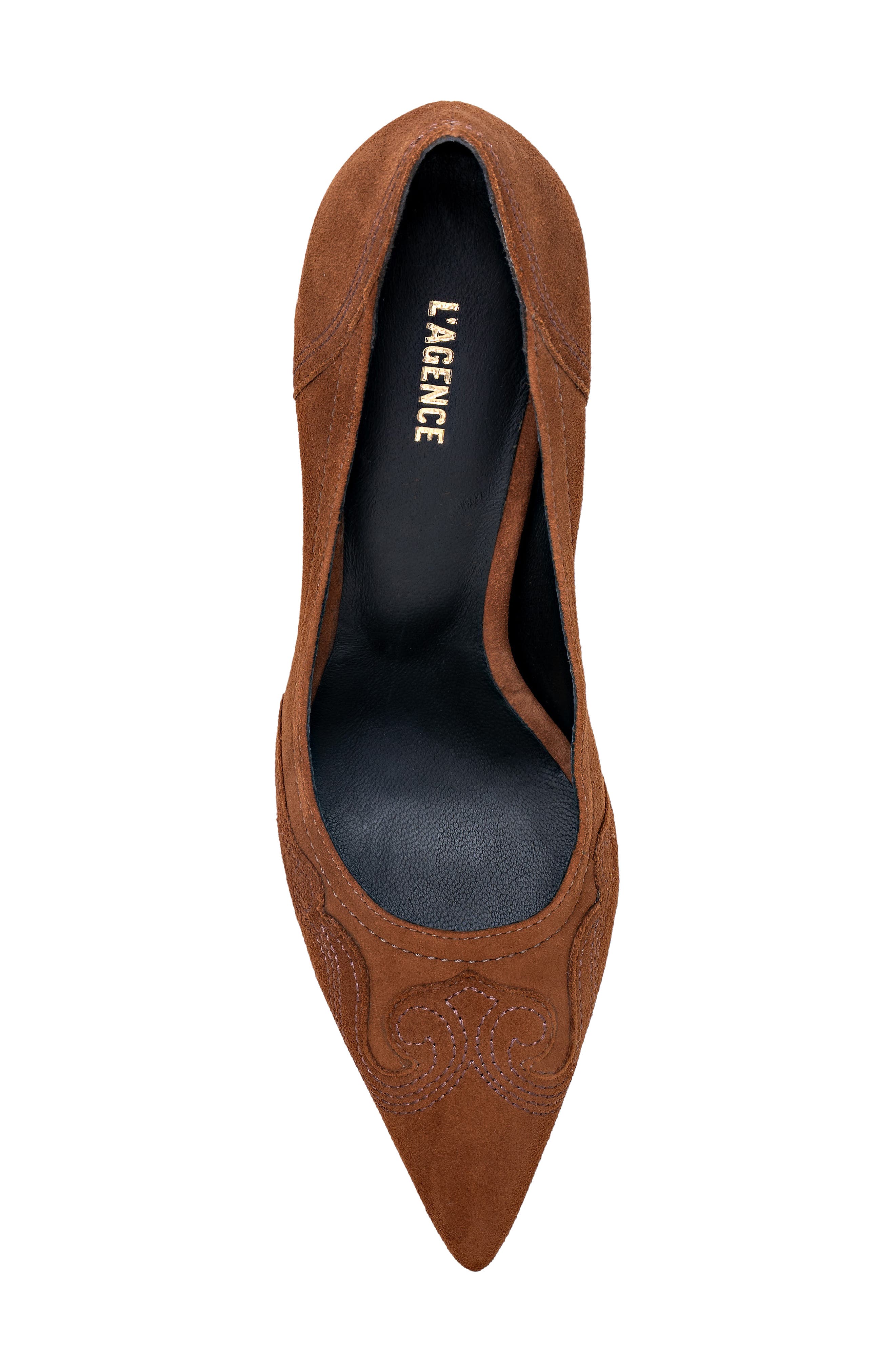 L'AGENCE Amandine Pointed Toe Pump, Alternate, color, Buckskin Suede