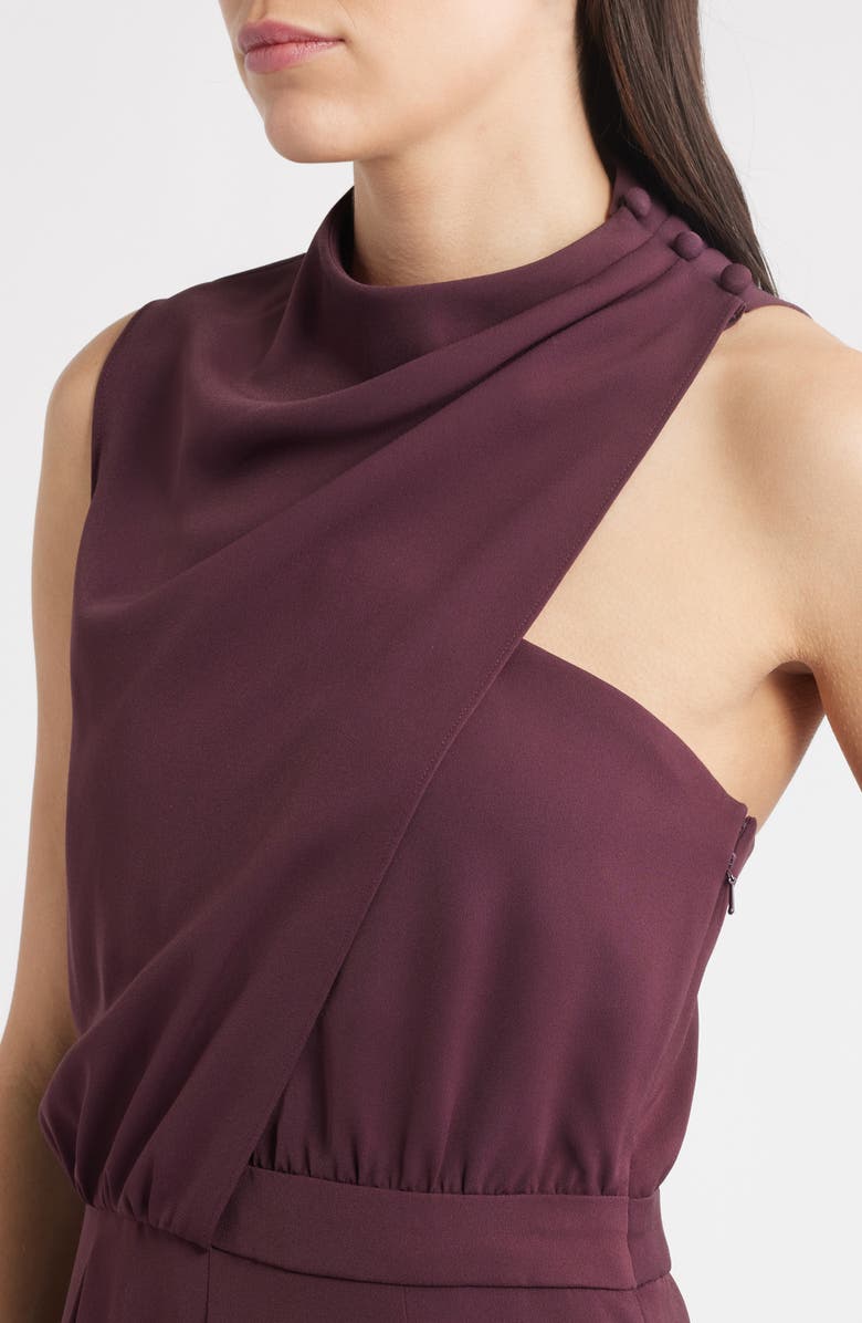 Black Halo Floella Asymmetric Jumpsuit, Alternate, color, Oxblood