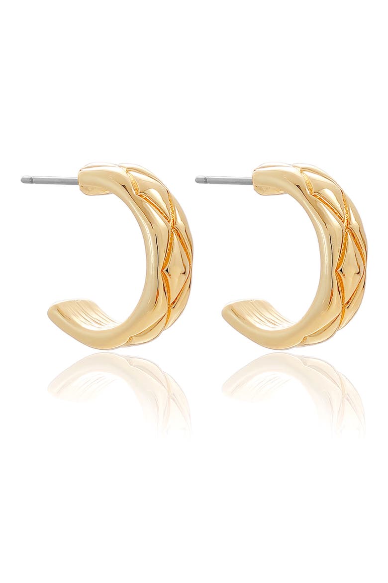 Quilted Hoop Earrings, Alternate, color, GOLD