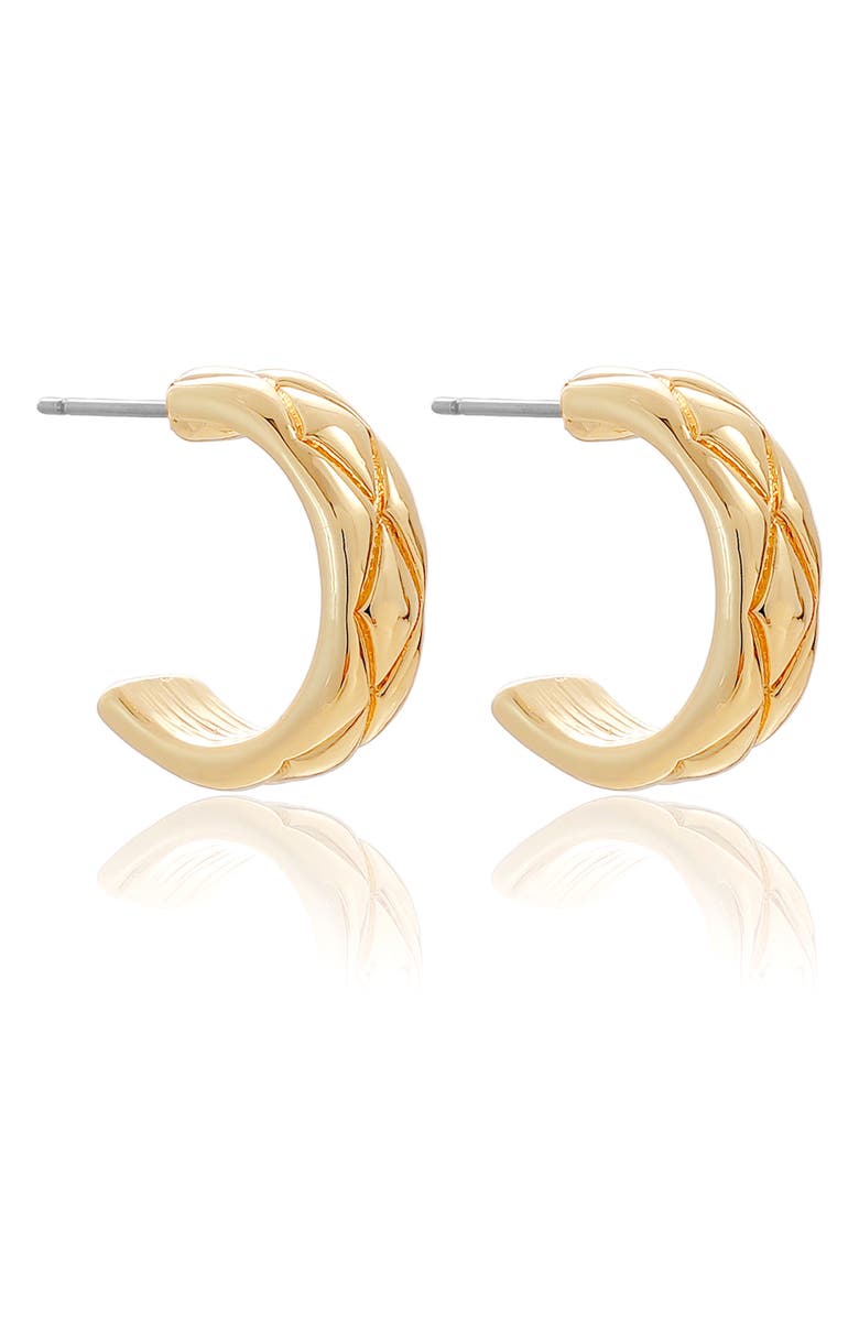 Ettika Quilted Hoop Earrings, Alternate, color, Gold