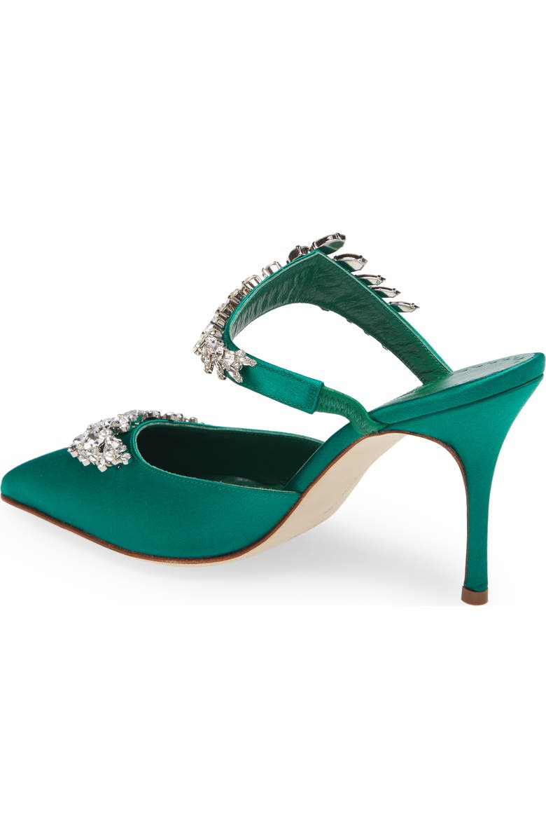 Manolo Blahnik Lurum Crystal Leaf Pointed Toe Mule, Alternate, color,