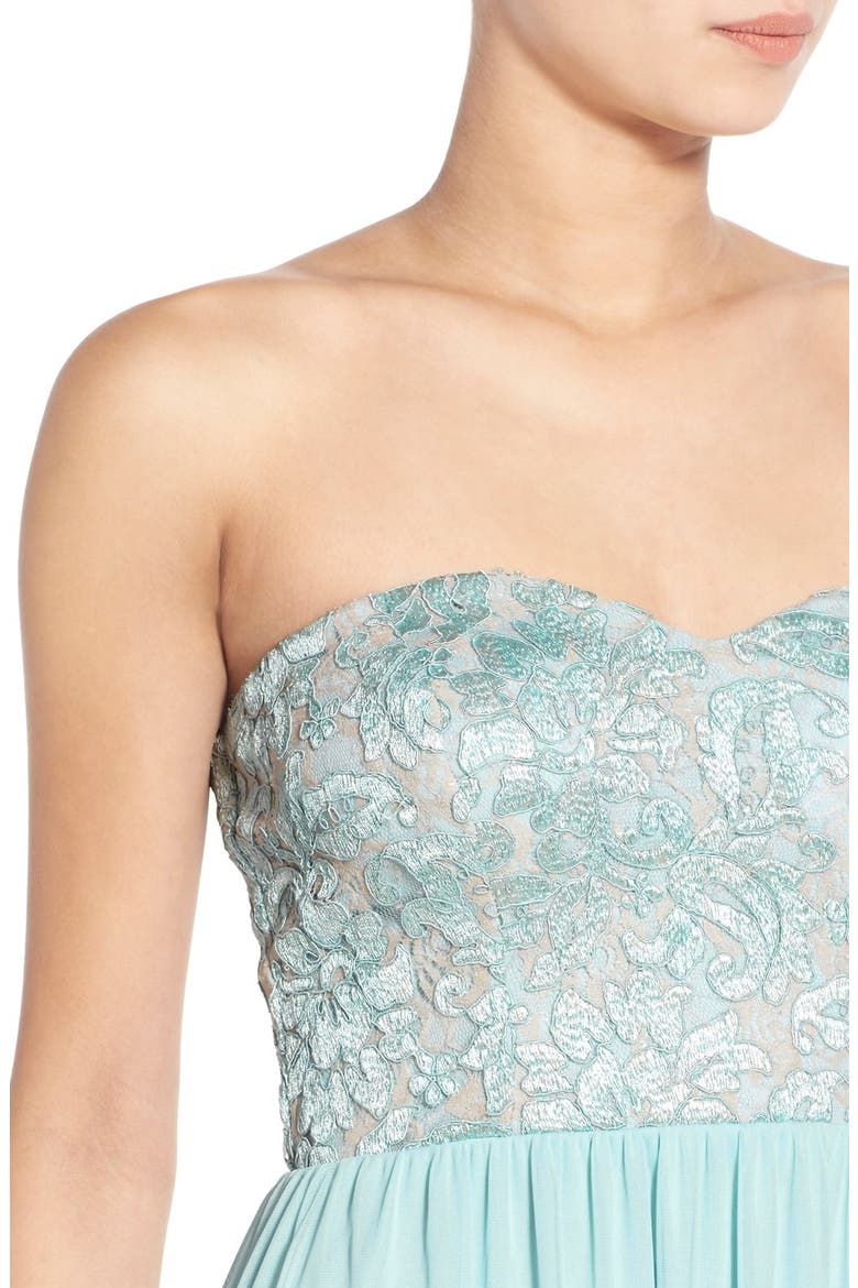Lace Bodice Strapless Gown, Alternate, color, ANTIQUE BLUE