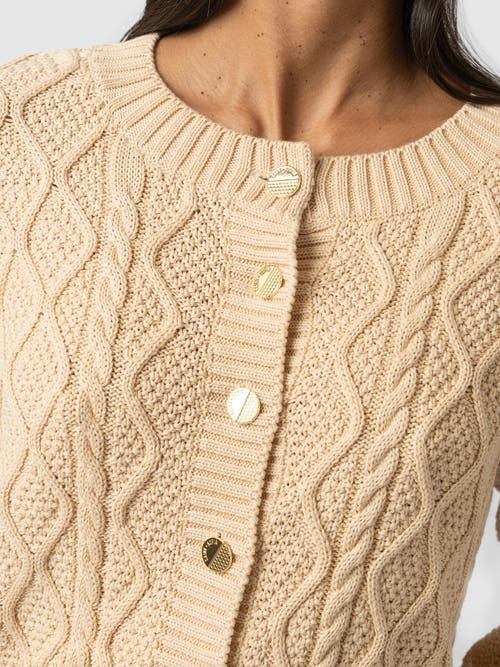 Saint + Sofia Bronte Cable Cardigan In Yellow