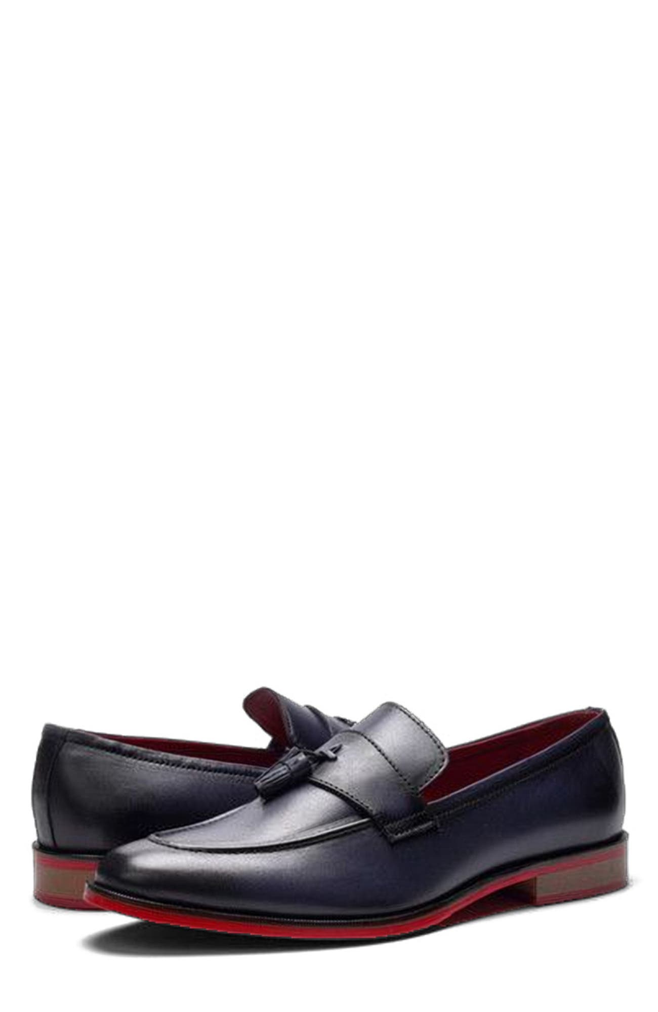 Encore Tassel Loafer, Alternate, color, Navy Blue Leather
