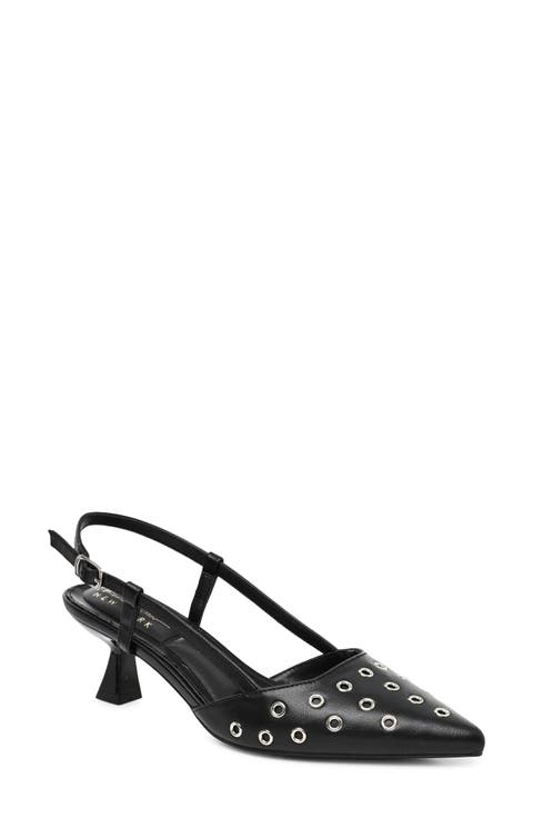 Grommet Pointed Toe Slingback Pump