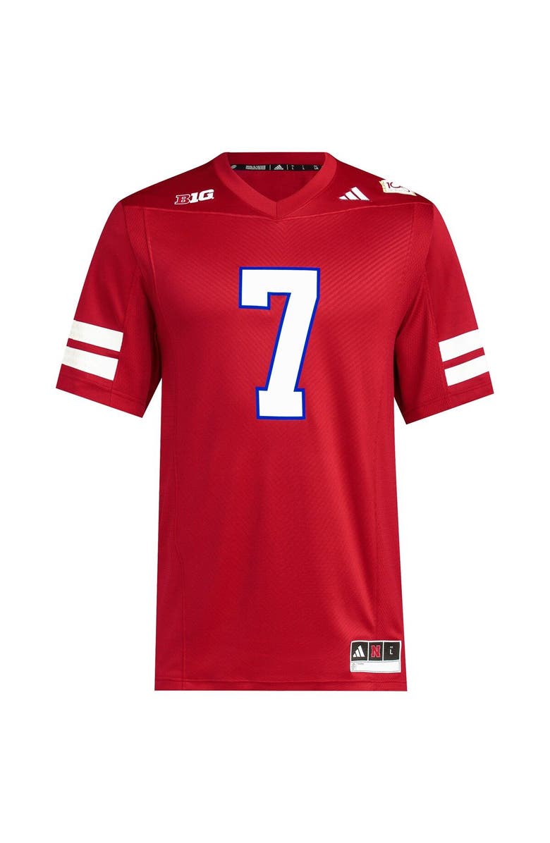 adidas Men's adidas #7 Scarlet Nebraska Huskers Memorial Stadium 100th Anniversary Premier Football Jersey, Alternate, color, Scarlet