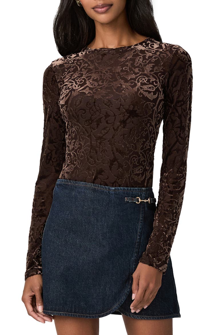Chelle Burnout Velvet Top, Main, color, HICKORY