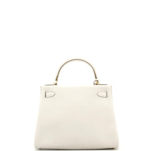 Pre-owned Hermes  Hermes Kelly Handbag Light Togo With Gold Hardware 28 In White