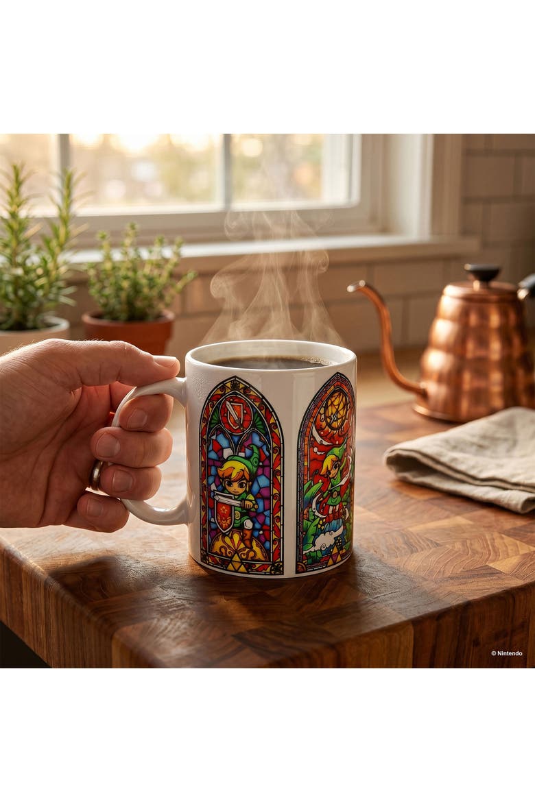 11 oz The Legend of Zelda Stained Glass Ceramic Mug, Alternate, color, White