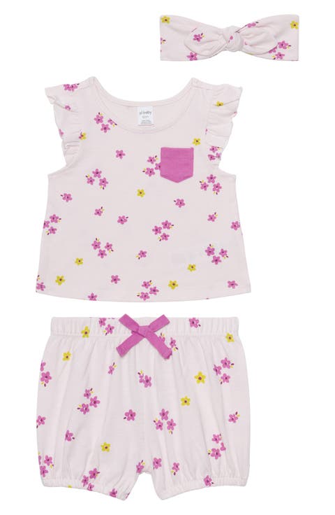 3-Piece Flutter Sleeve Top, Shorts & Headband Set (Baby)