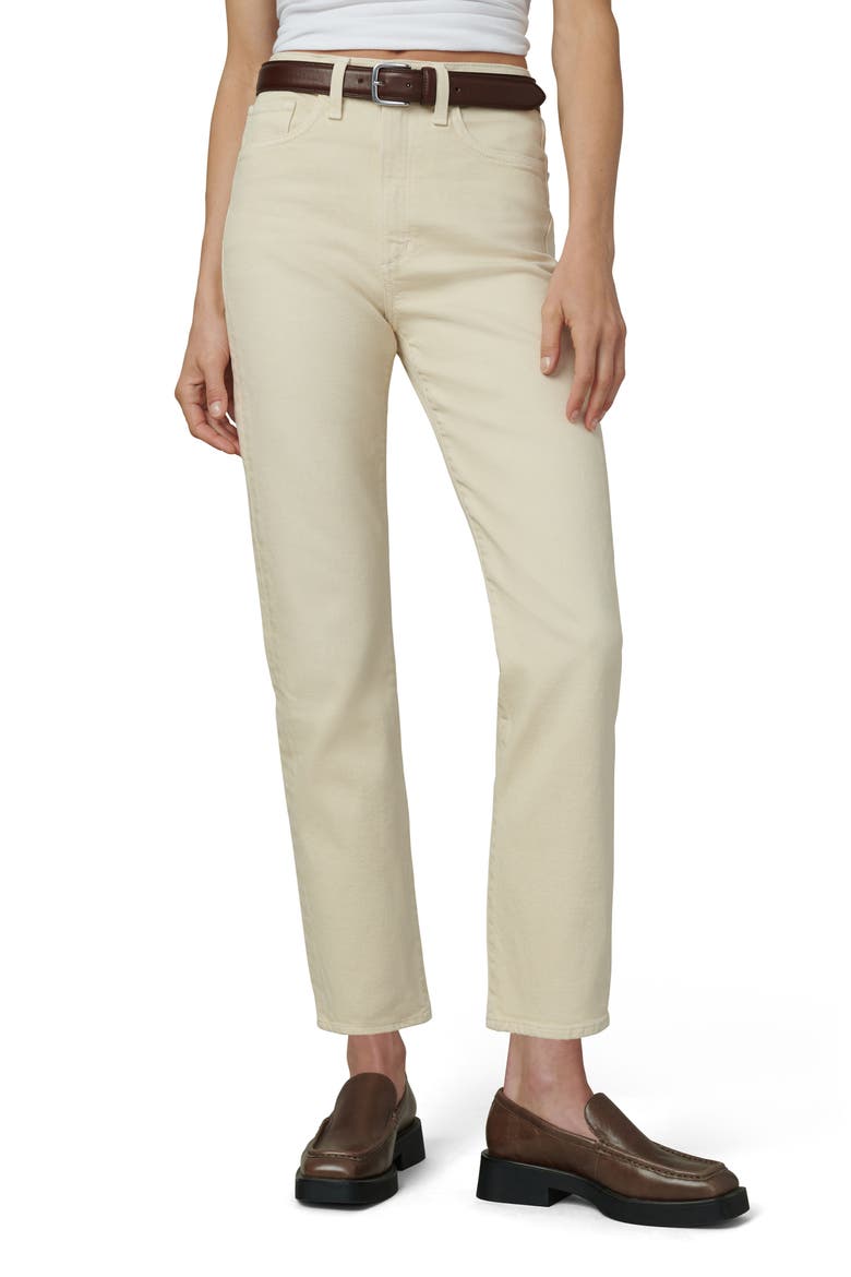 The Margot High Waist Ankle Slim Straight Leg Jeans, Main, color, CREME BRULEE