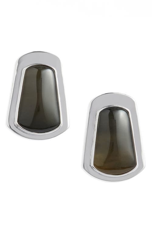 Shashi Clementine Green Agate Drop Earrings In Rhodium Plated Sterling Silver In Silver/green Agate