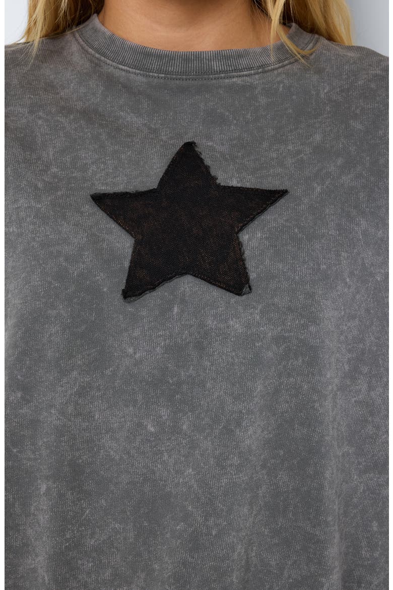 Robin Star Appliqué Cotton Sweatshirt, Alternate, color, CHARCOAL GRAY DETAIL WASHED