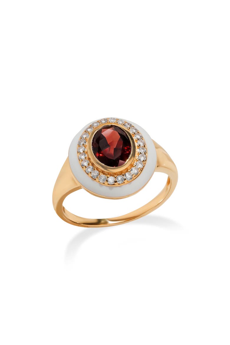 Gold Plated Sterling Silver Garnet Ring, Main, color, GOLD GARNET RED