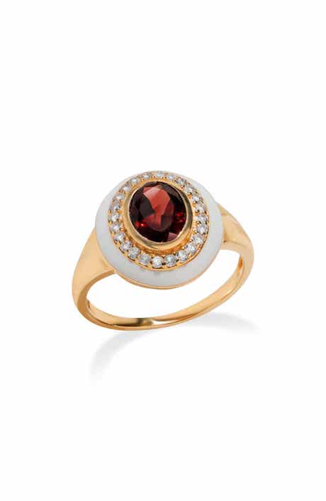Gold Plated Sterling Silver Garnet Ring
