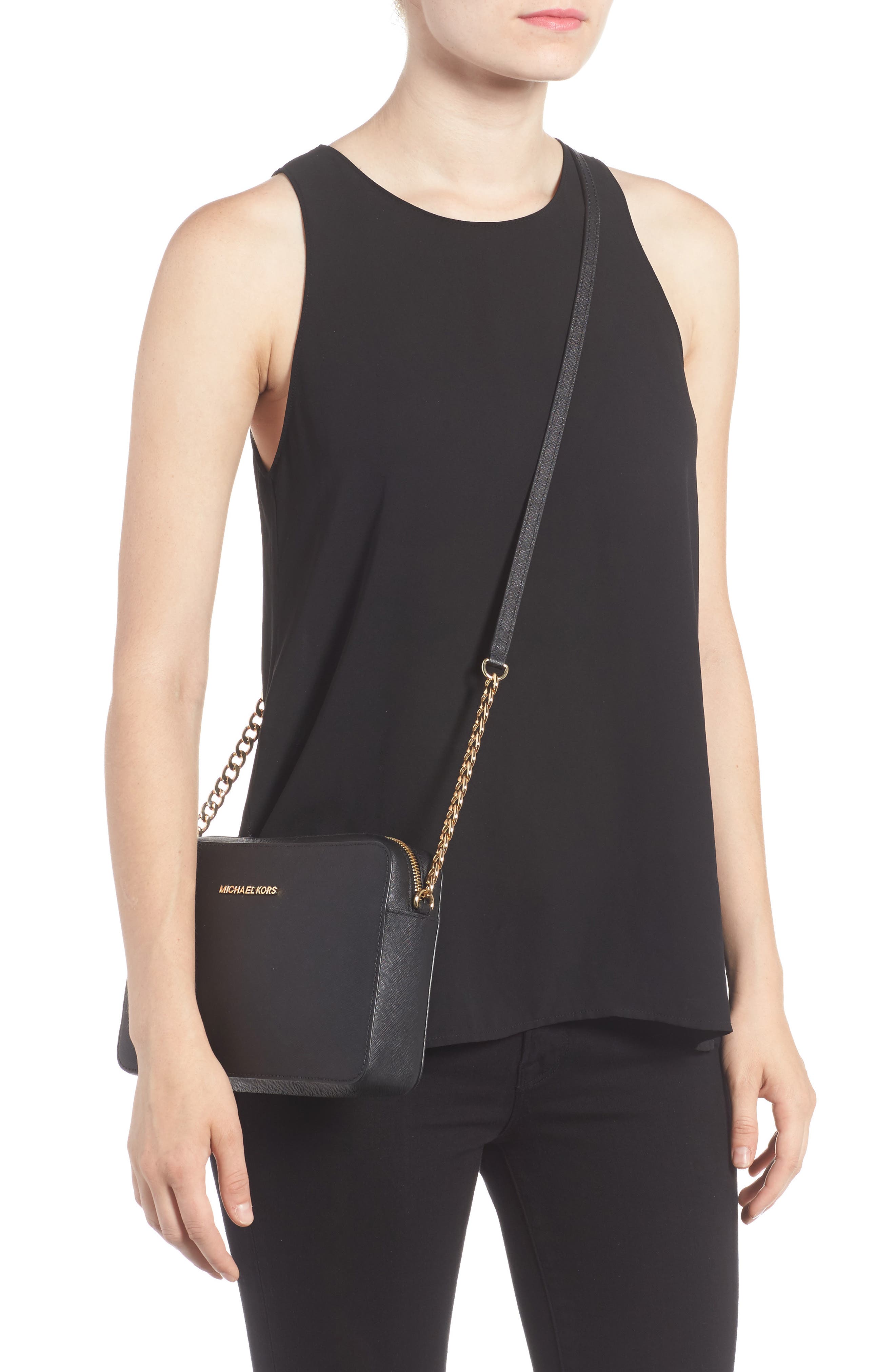 MICHAEL Michael Kors 'Large Jet Set' East/West Saffiano Crossbody Bag, Alternate, color, 