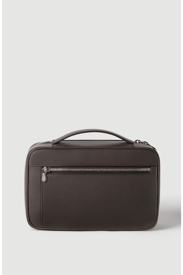 Calfskin beauty case, Alternate, color, Chocolate
