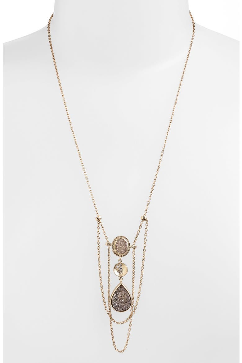 'Colin' Frontal Necklace, Main, color, GOLD/ DRUZY
