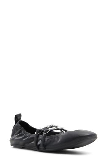 Call It Spring Swan Studded Flat In Black
