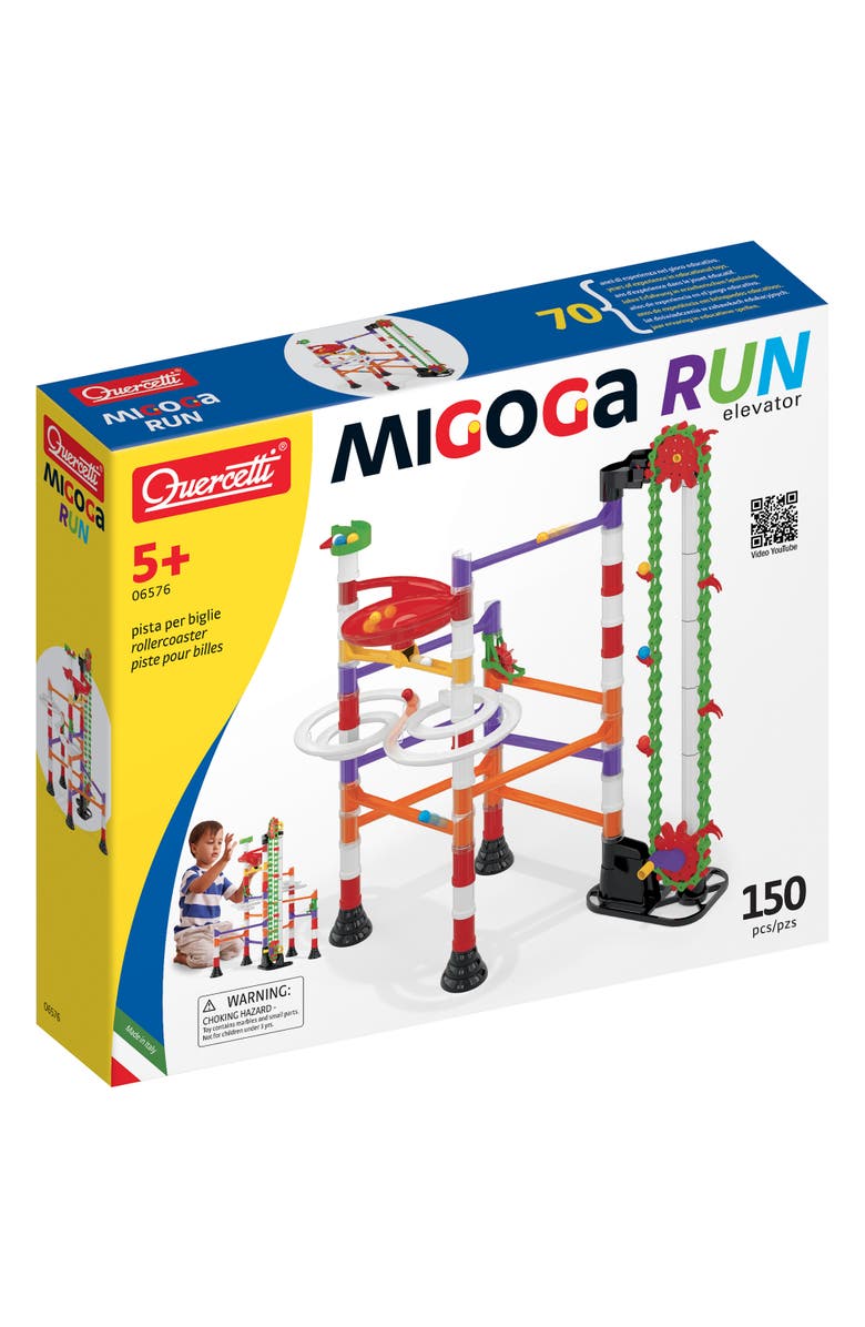 Quercetti Migoga Run Elevator 150Pc Marble Toy, Crank & Funnels, Stem Set, Main, color, 