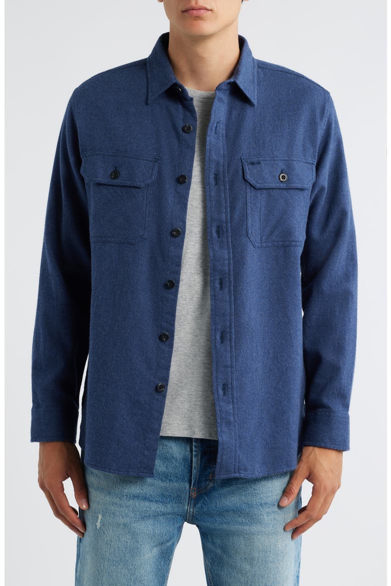 Burnside Solid Flannel Button-Up Shirt, Main, color, NAVY HEATHER