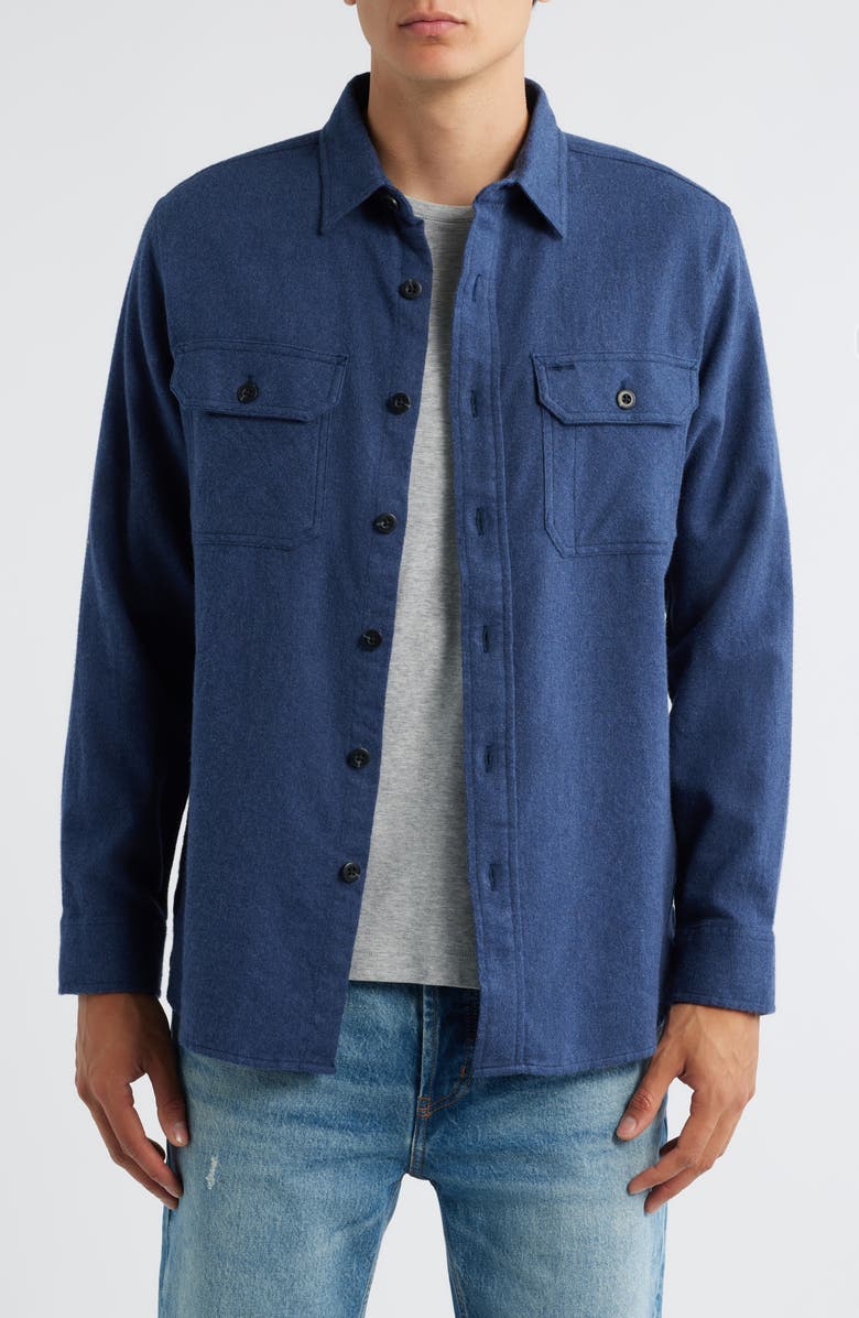 Pendleton Burnside Solid Flannel Button-Up Shirt, Main, color, Navy Heather