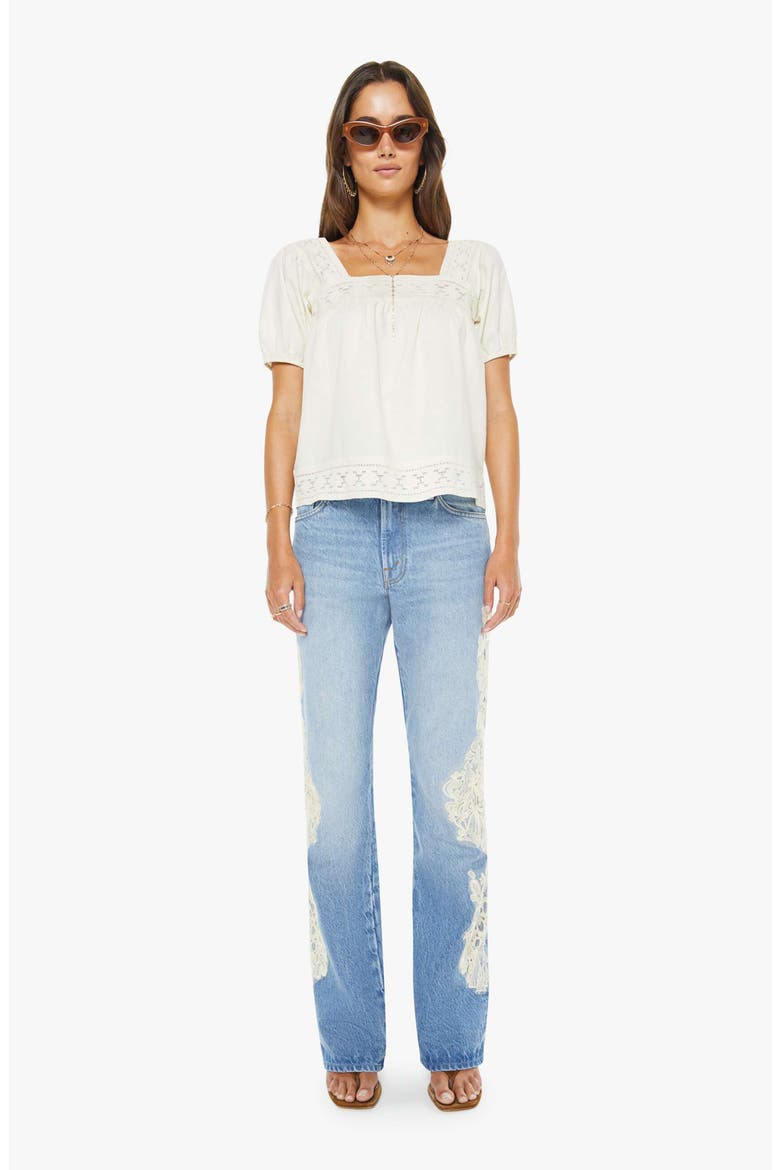 The Memory Lane Embroidered Trim Puff Sleeve Top, Alternate, color, EARLY BIRD