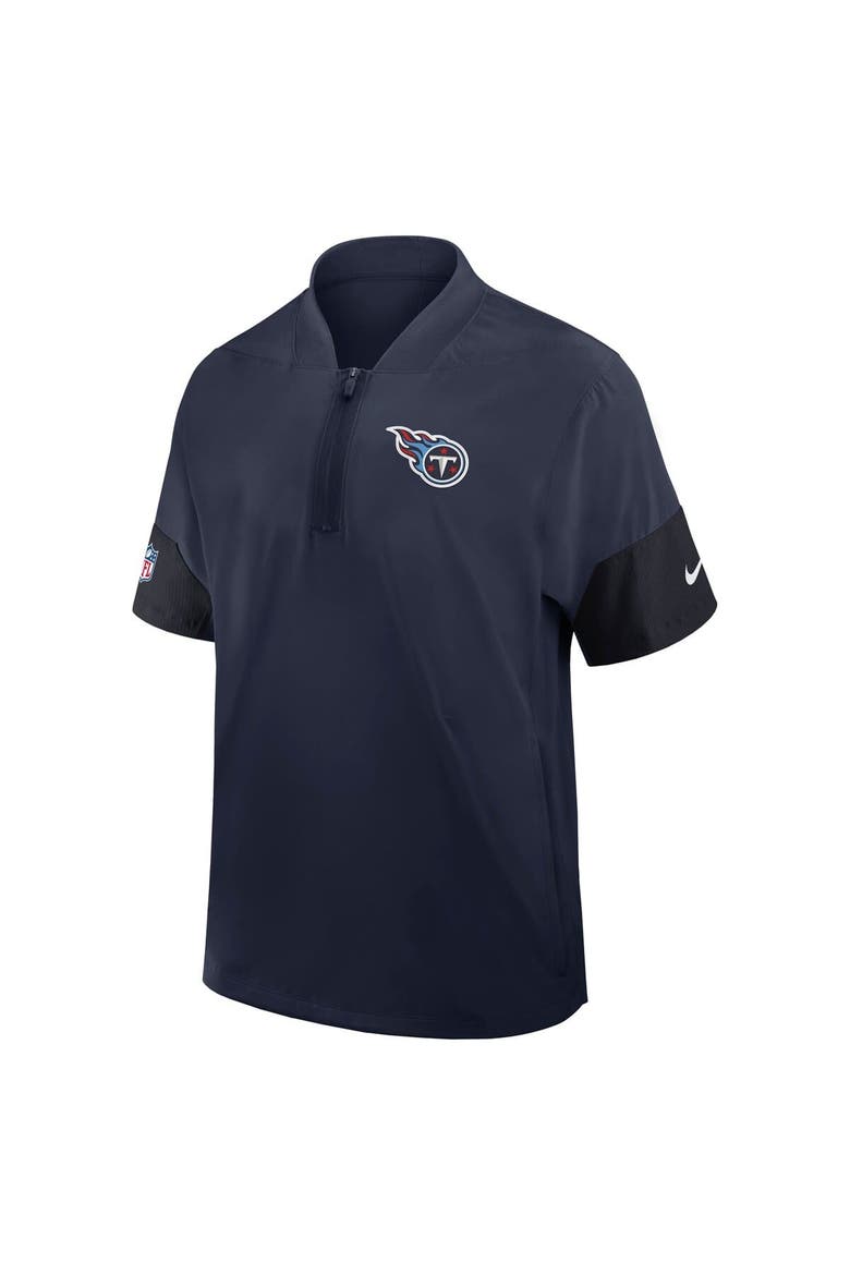 Men's Nike Navy Tennessee Titans Sideline Short Sleeve Quarter-Zip Performance Coach Jacket, Alternate, color, Navy