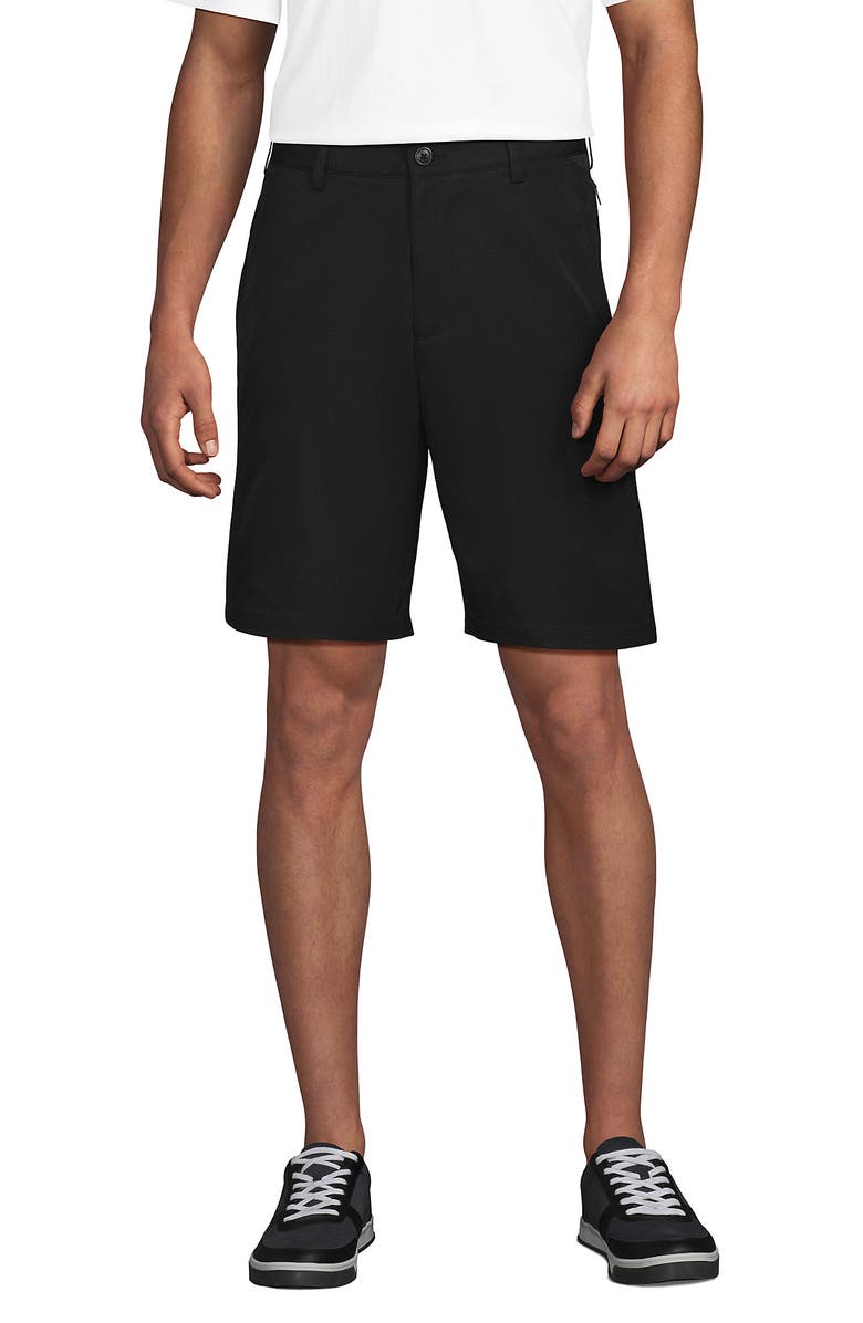 Lands' End School Uniform Active Chino Shorts, Main, color, Black