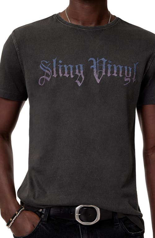 John Varvatos Sling Vinyl Embroidered Organic Cotton T-shirt In Charcoal