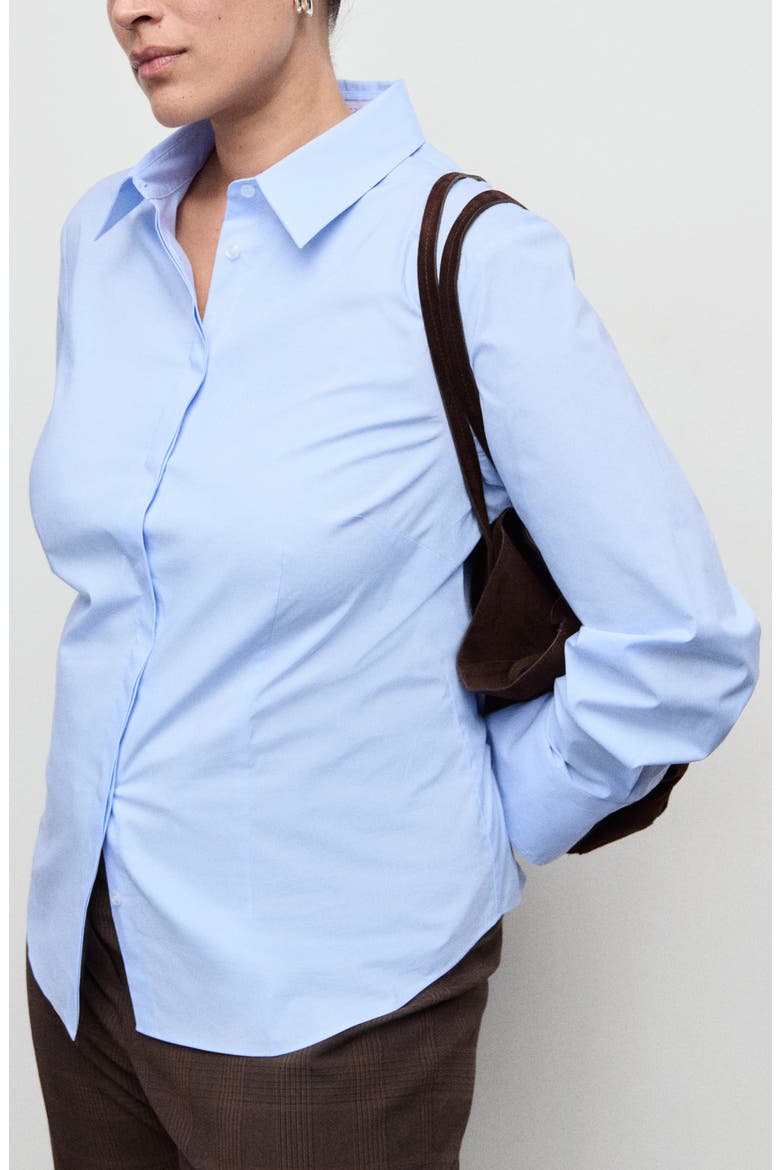 Slim Fit Stretch Poplin Button-Up Shirt, Main, color, SKY BLUE